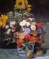 Gemischte Blumen in einem Tontopf Meister Pierre Auguste Renoir